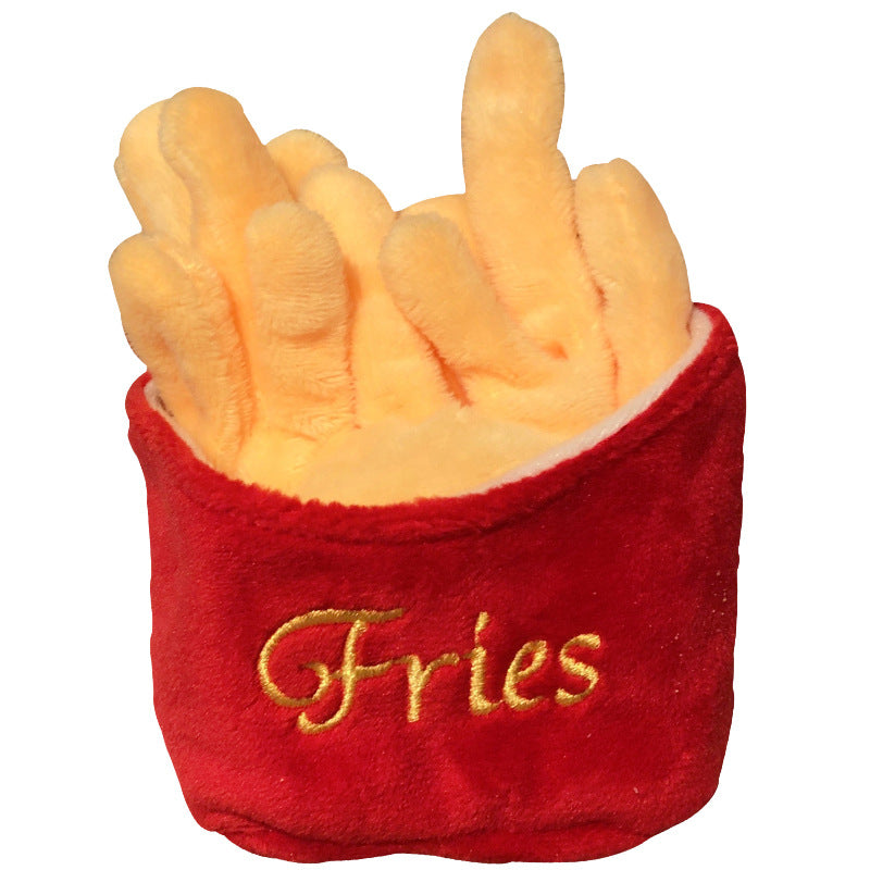 Squeaky Food-Shaped Cat & Dog Toy — French Fries, Burger & More