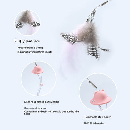 Head-Mounted Feather Cat Teaser — Hands-Free Interactive Toy