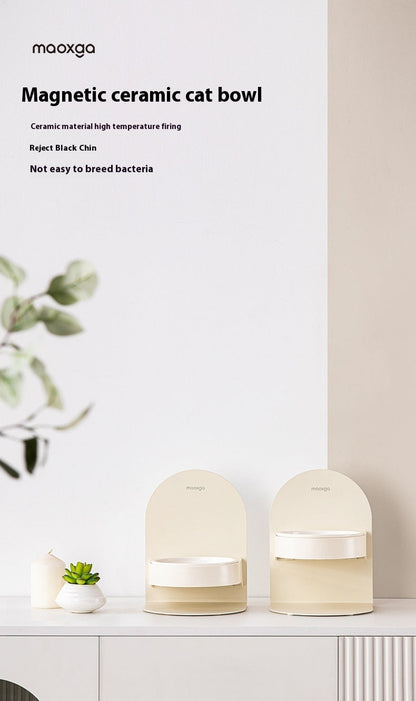Elevated Ceramic Cat Bowl — Tilted Design for Cervical Health
