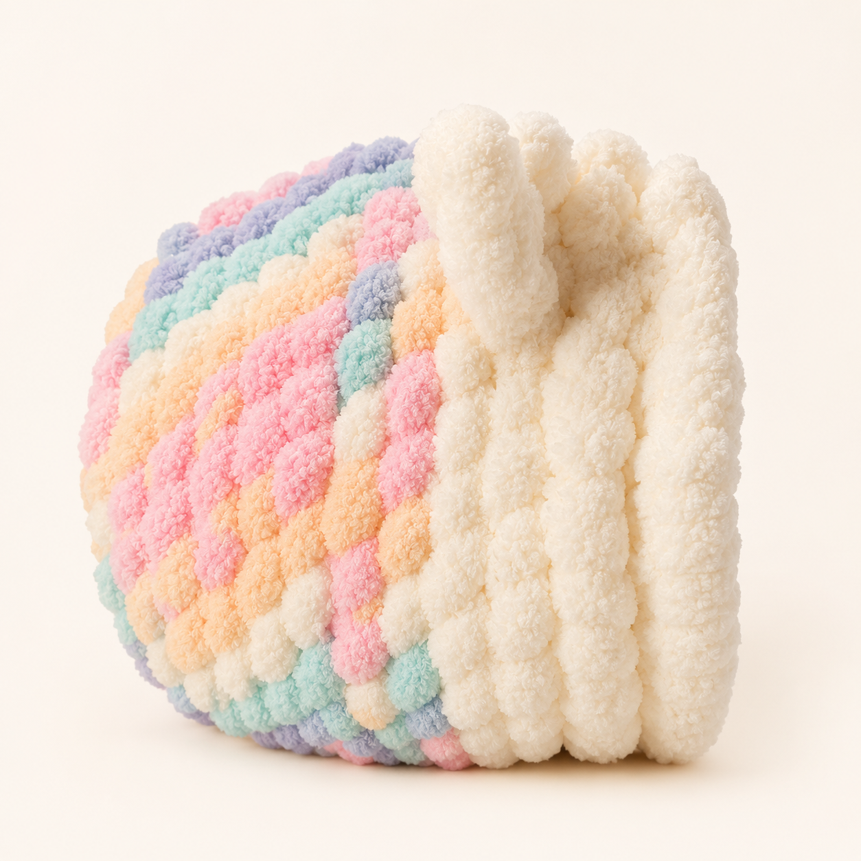 Luxury Handmade Chunky Knit Cat Cave Bed with Pom-Pom Toy