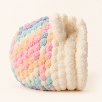 Luxury Handmade Chunky Knit Cat Cave Bed with Pom-Pom Toy
