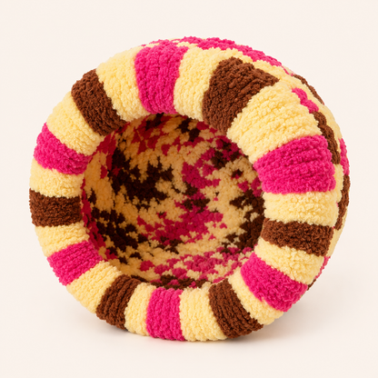 Luxury Handmade Chunky Knit Cat Cave Bed with Pom-Pom Toy