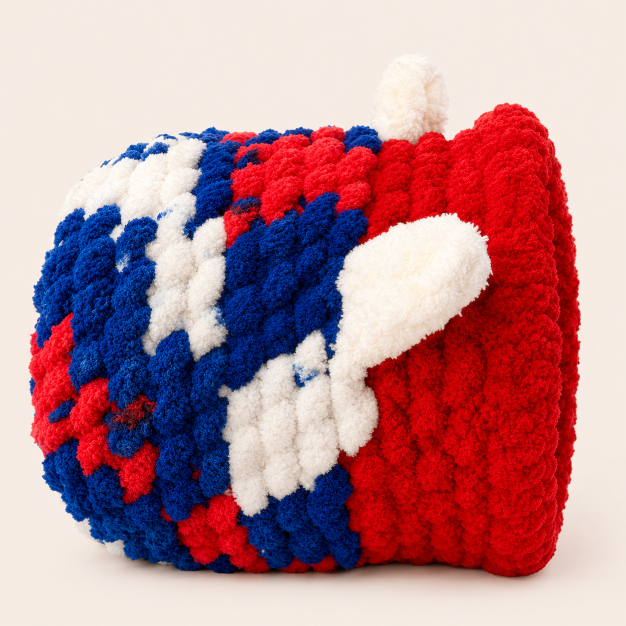 Luxury Handmade Chunky Knit Cat Cave Bed with Pom-Pom Toy