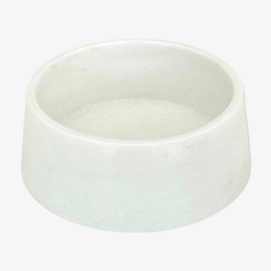 White Crystal Marble Dog Bowl