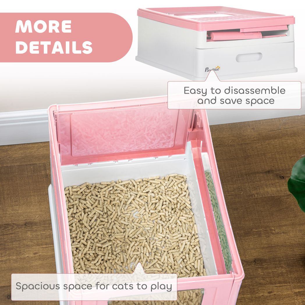 PawHut Hooded Cat Litter Box, Pet Toilet w/ Scoop, Tray