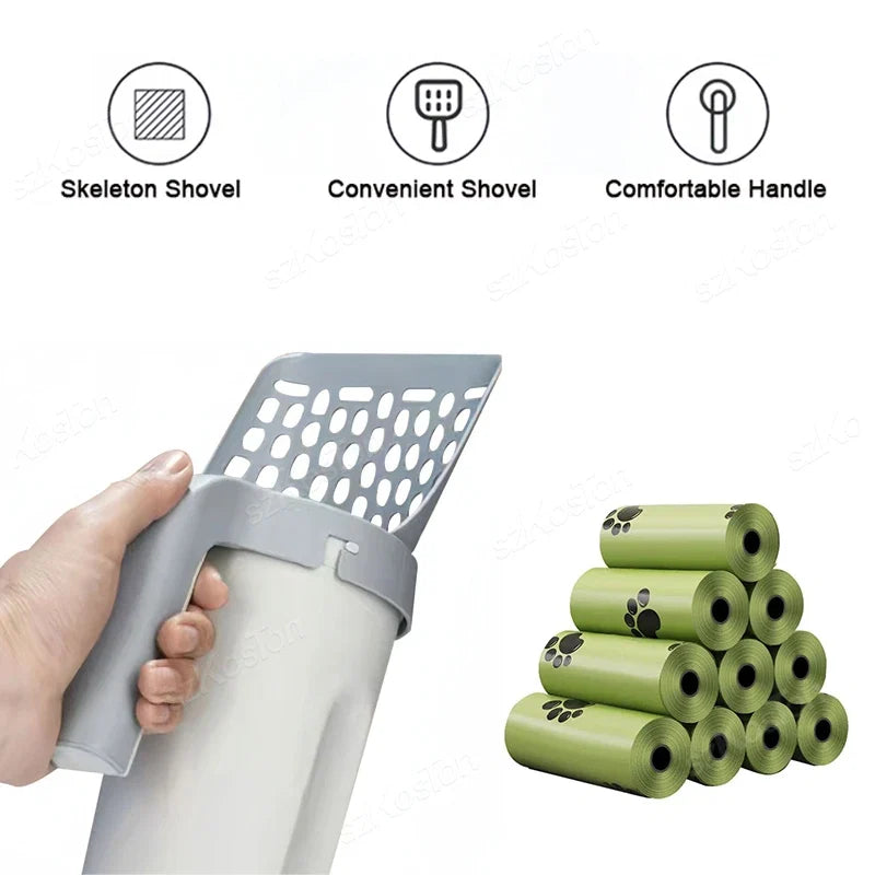 Cat Litter Scooper with Built-in Refill Bag System