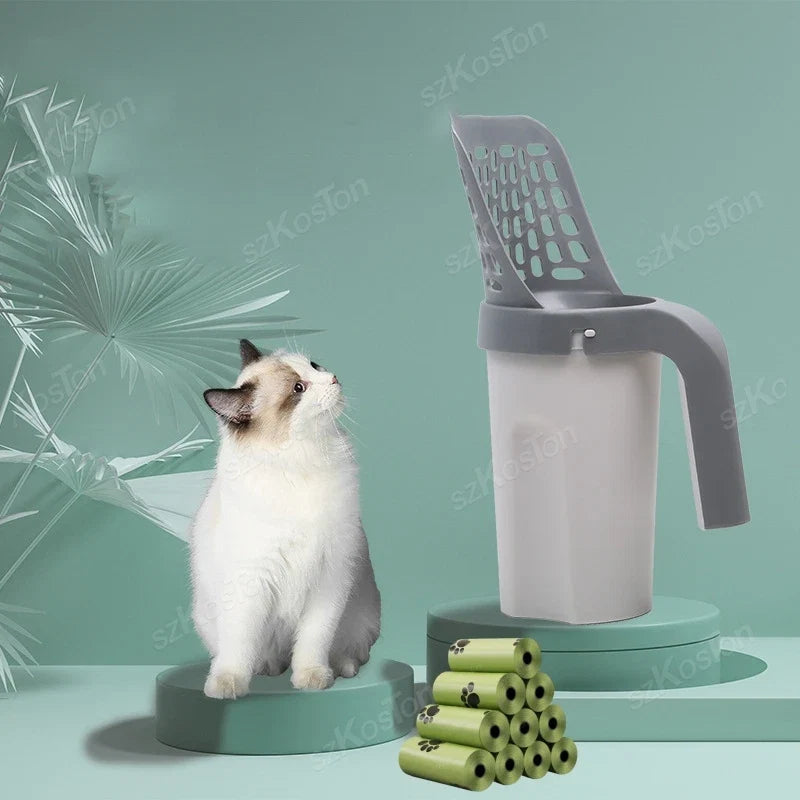 Cat Litter Scooper with Built-in Refill Bag System