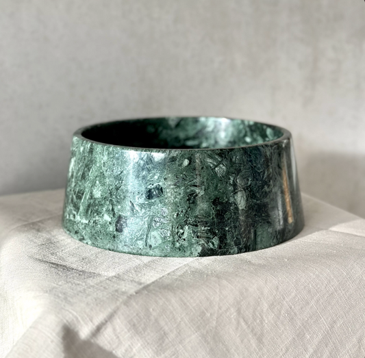 Dark Green Marble Dog Bowl