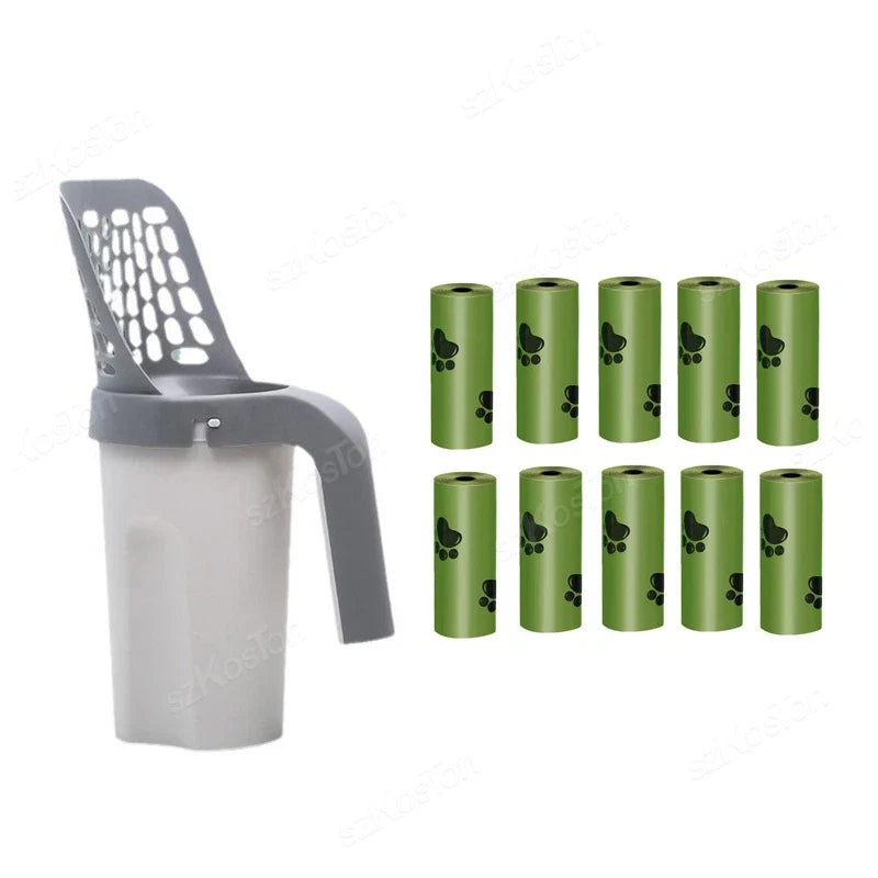 Cat Litter Scooper with Built-in Refill Bag System