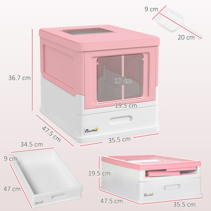 PawHut Hooded Cat Litter Box, Pet Toilet w/ Scoop, Tray