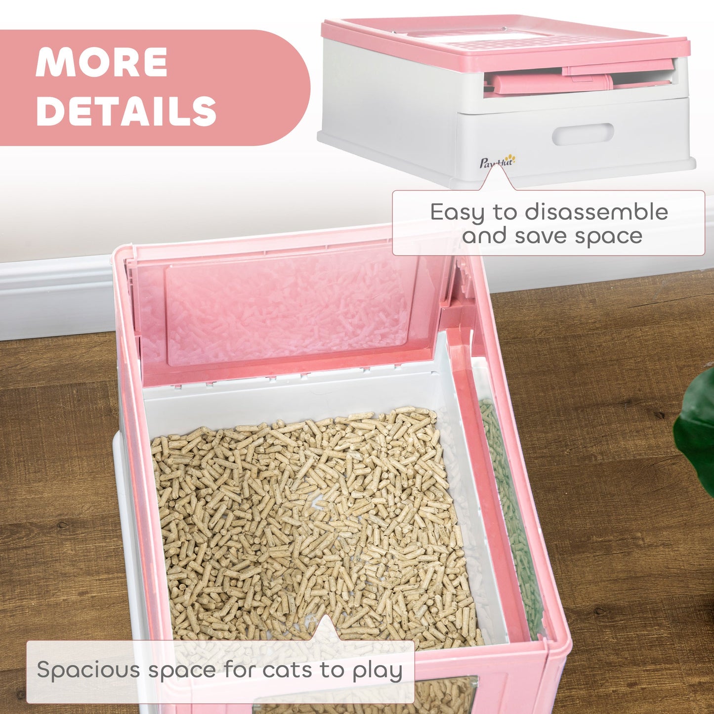 PawHut Hooded Cat Litter Box, Pet Toilet w/ Scoop, Tray