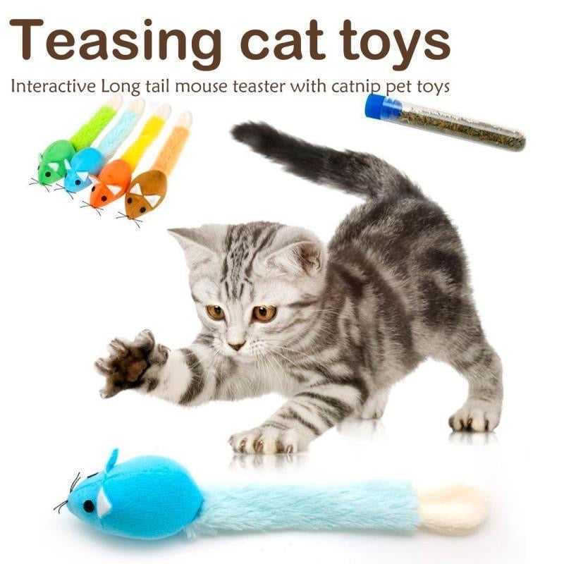 Long Tail Plush Mouse Cat Toy with Catnip