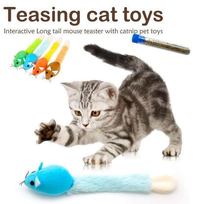 Long Tail Plush Mouse Cat Toy with Catnip