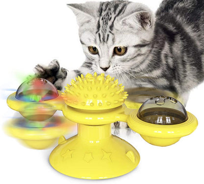 Catnip Windmill Suction Toy with LED Ball