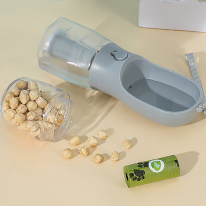 3-in-1 Pet Travel Cup — Water, Food & Waste Bag Dispenser