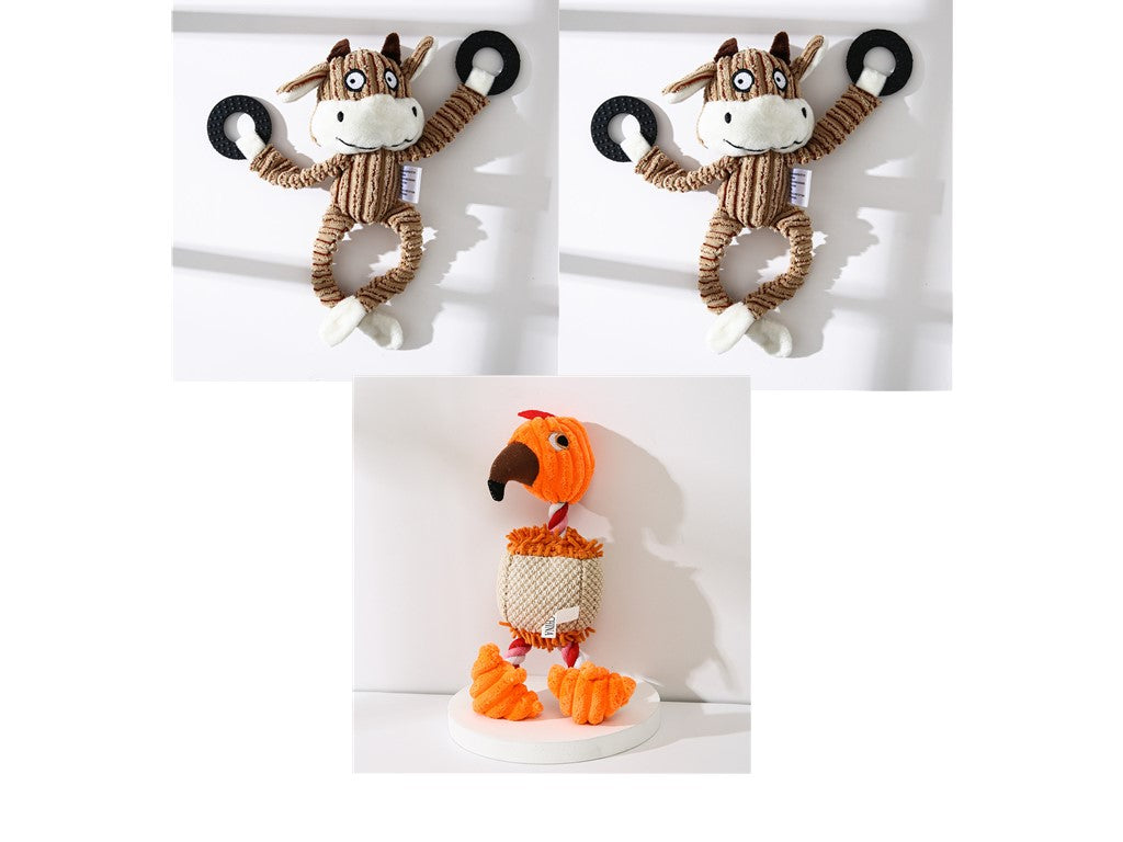 Donkey Plush Squeaky Dog Toy — Corduroy Chew & Cuddle Toy