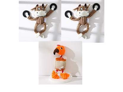 Donkey Plush Squeaky Dog Toy — Corduroy Chew & Cuddle Toy