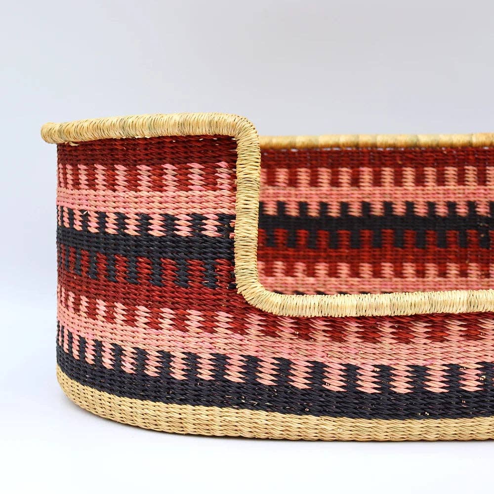 Pink, Burgundy, Navy, Woven Pet Basket