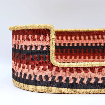 Pink, Burgundy, Navy, Woven Pet Basket