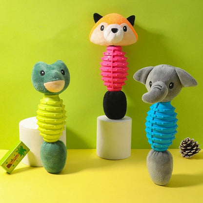 Plush Animal Squeaky Dog Toy — Mixed Texture Chew & Cuddle