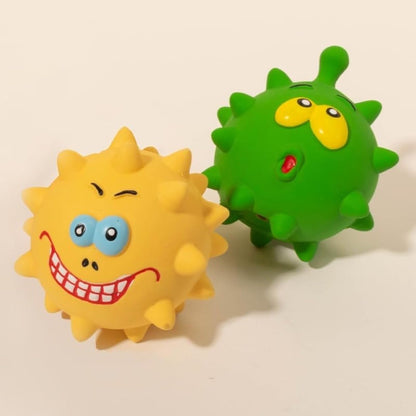 Natural Latex Squeaky Face Dog Ball — Teeth Cleaning & Fetch