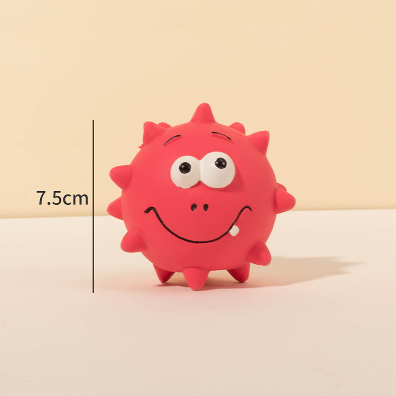 Natural Latex Squeaky Face Dog Ball — Teeth Cleaning & Fetch