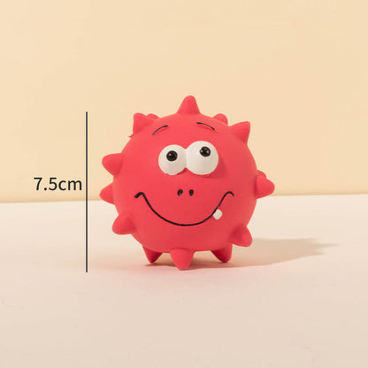 Natural Latex Squeaky Face Dog Ball — Teeth Cleaning & Fetch