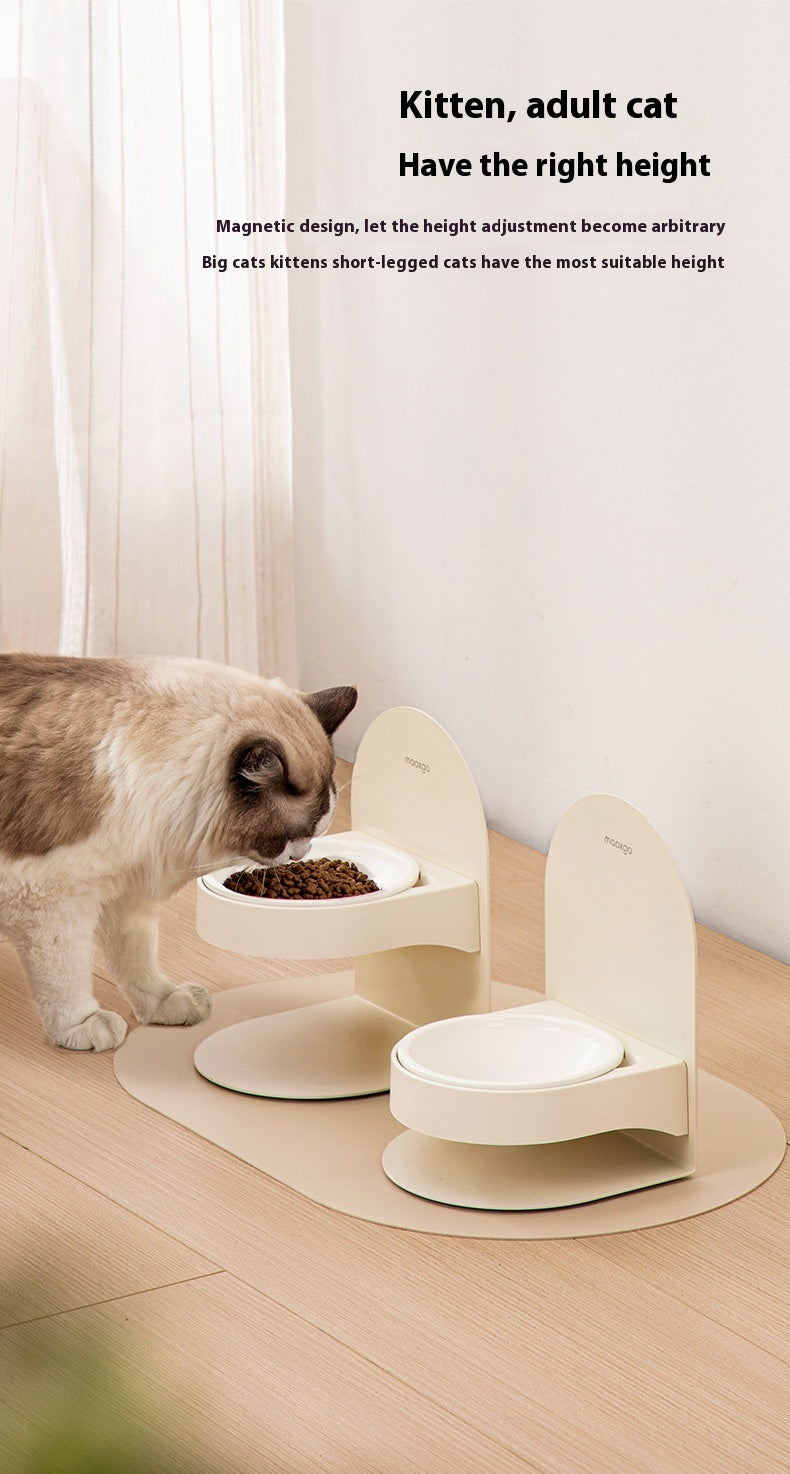 Elevated Ceramic Cat Bowl — Tilted Design for Cervical Health
