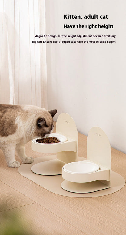 Elevated Ceramic Cat Bowl — Tilted Design for Cervical Health