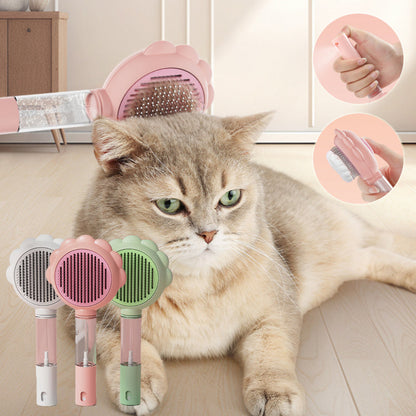 Self-Cleaning Spray Grooming Brush — 2-in-1 Comb & Deshedder