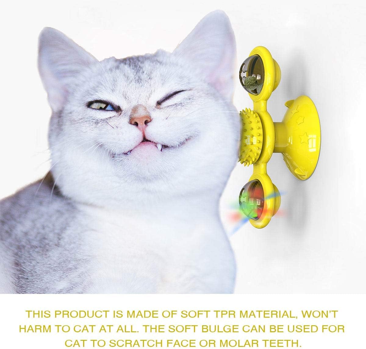 Catnip Windmill Suction Toy with LED Ball