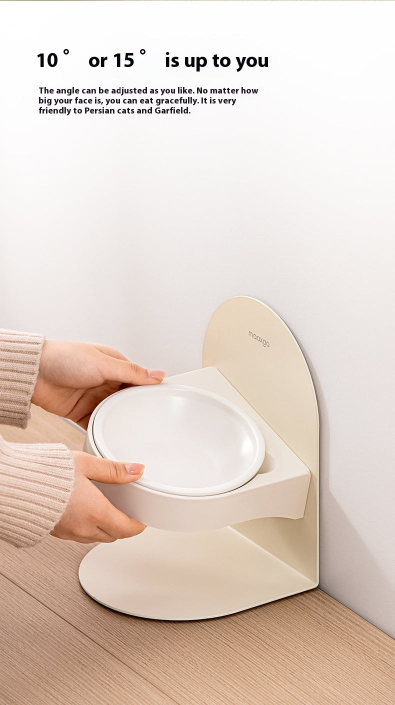 Elevated Ceramic Cat Bowl — Tilted Design for Cervical Health