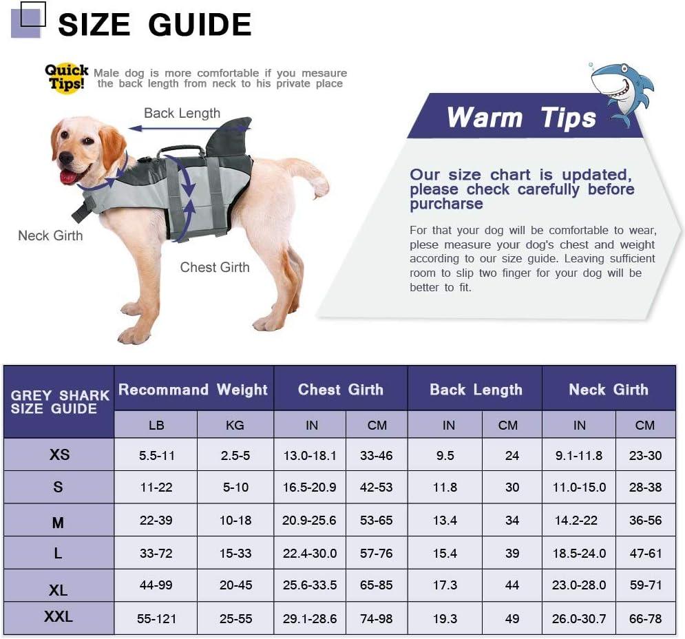 Dog Life Jacket & Swim Vest with Shark Fin Design - Size L