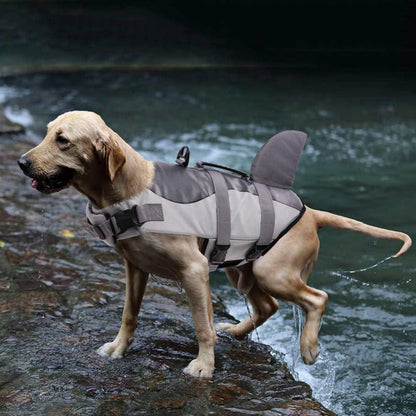 Dog Life Jacket & Swim Vest with Shark Fin Design - Size L