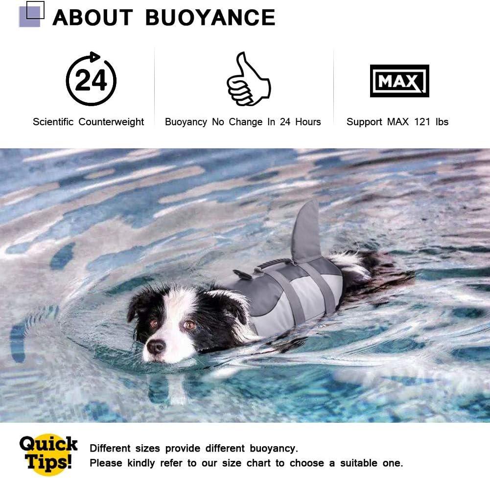 Dog Life Jacket & Swim Vest with Shark Fin Design - Size L