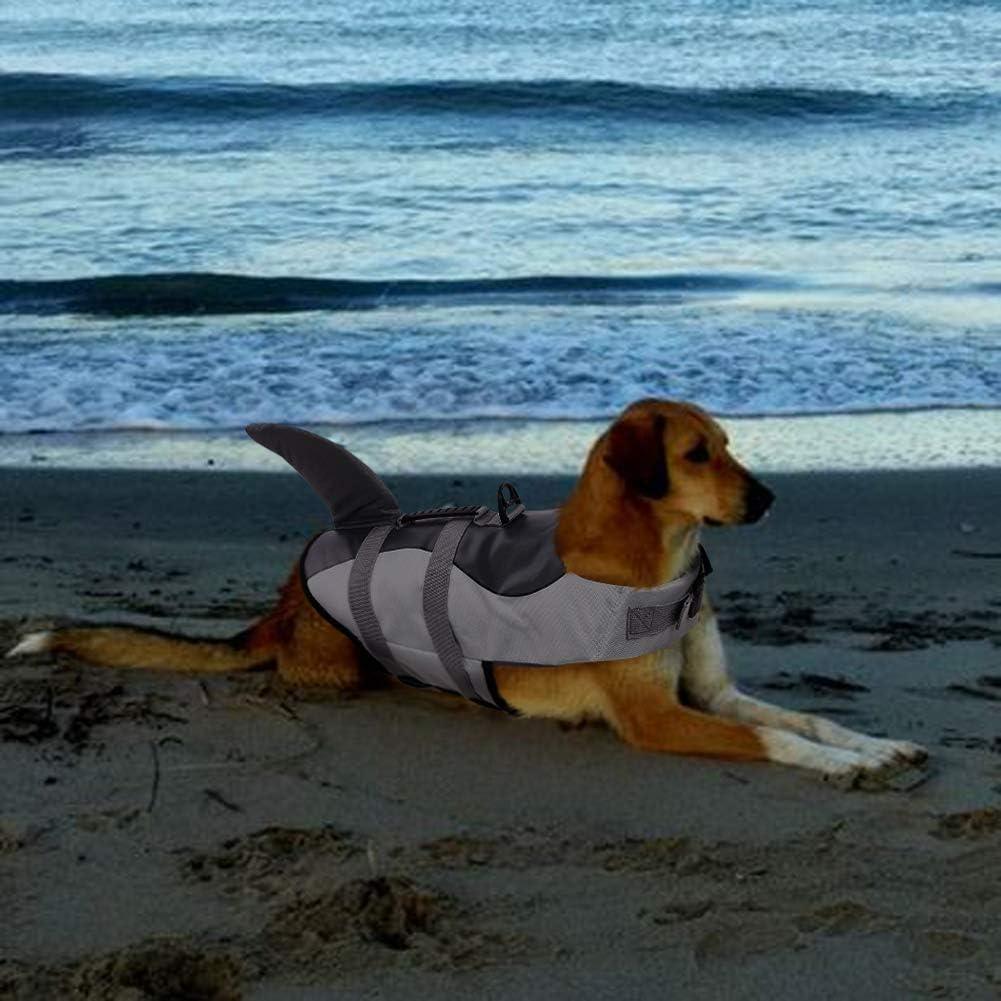 Dog Life Jacket & Swim Vest with Shark Fin Design - Size L