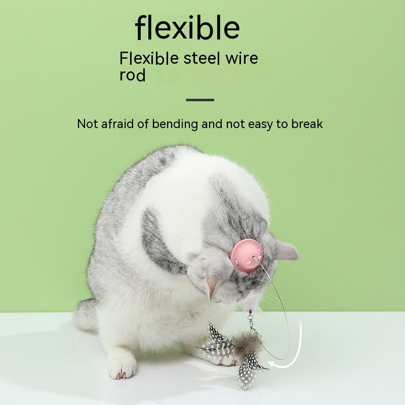 Head-Mounted Feather Cat Teaser — Hands-Free Interactive Toy