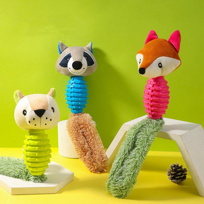 Plush Animal Squeaky Dog Toy — Mixed Texture Chew & Cuddle