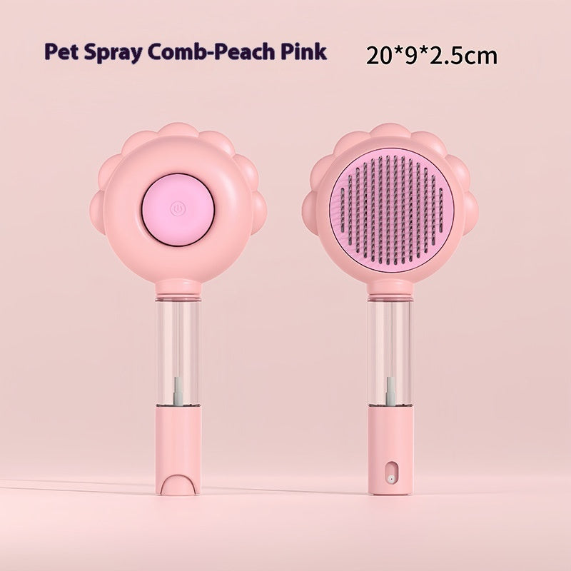 Self-Cleaning Spray Grooming Brush — 2-in-1 Comb & Deshedder