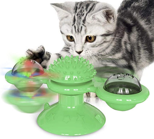 Catnip Windmill Suction Toy with LED Ball