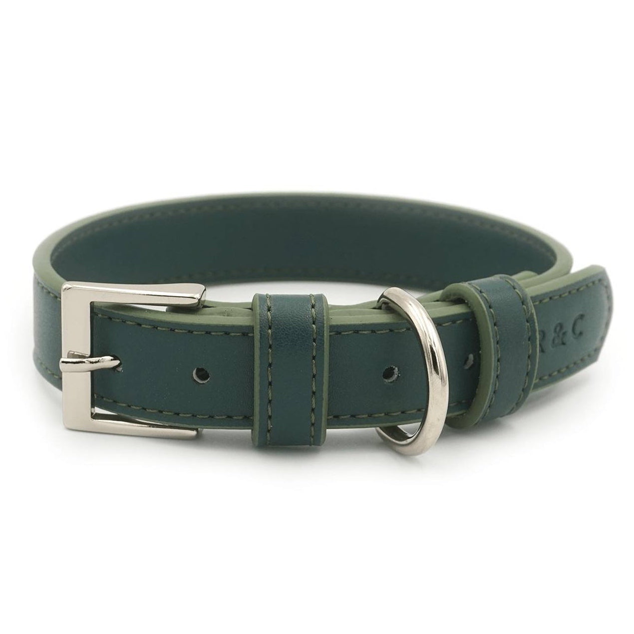 Green Leather Dog Collar