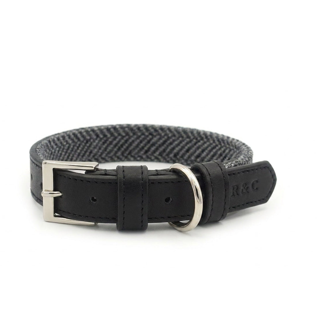 Herringbone & Leather Collar - Balmoral