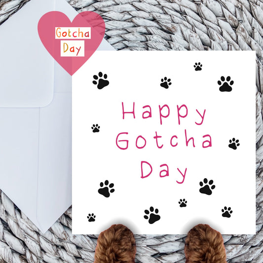 Happy gotcha day card in pink