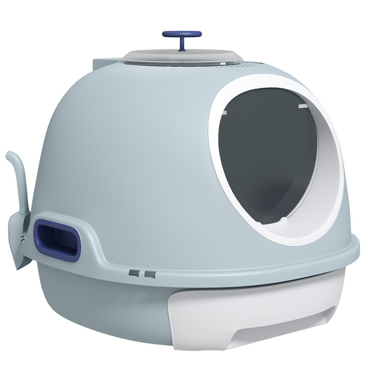 Enclosed Cat Litter Box with Front Entry, Top Exit, Skylight & Drawer Tray