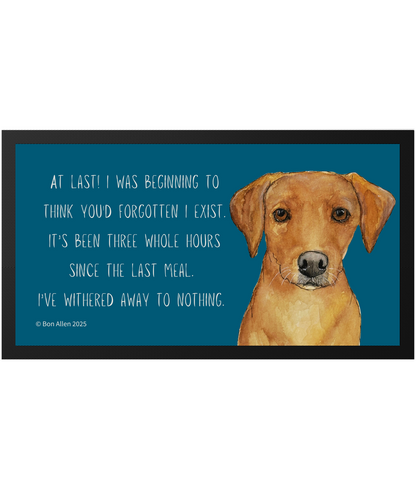 Starving Since Breakfast Pet Bowl Mat – Fox Red Labrador