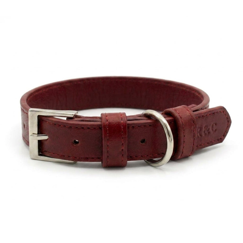 Oxblood Red Leather Dog Collar