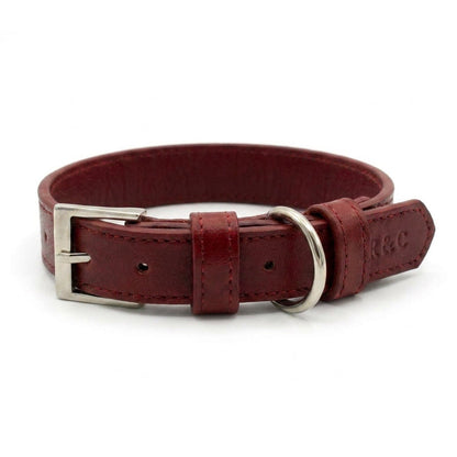 Oxblood Red Leather Dog Collar