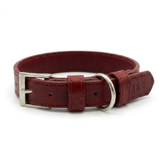 Oxblood Red Leather Dog Collar