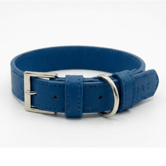 Royal Blue Leather Dog Collar
