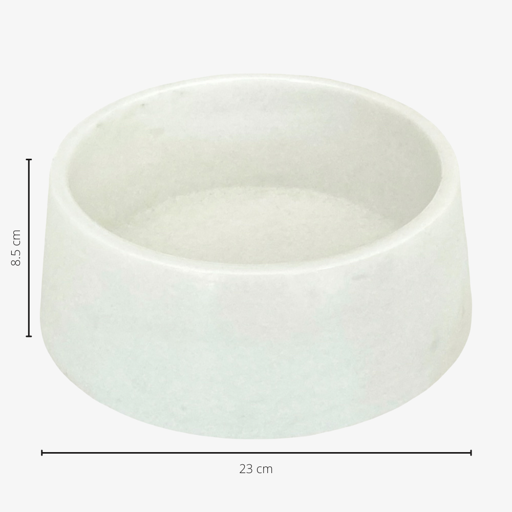 White Crystal Marble Dog Bowl